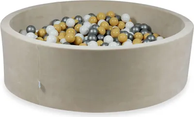 Produktbild von Trockenbecken 130x40cm Velvet Soft Beige mit 700 Bällen: beige, weiß, silber