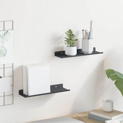 Obrázek produktu pro Maison Exclusive – Plovoucí police, 2 kusy, barva antracit, rozměry 30 x 9 x 2,5 cm, materiál: ocel