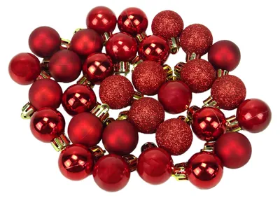 Mini-Weihnachtskugeln 25 mm, rot, 32 Stück, Kunststoff