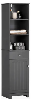 Produktbild von Badezimmerschrank Hochschrank Schmal mit 3 Regalfächern, 1 Schublade und 2 Türfächern 40x161x35 cm