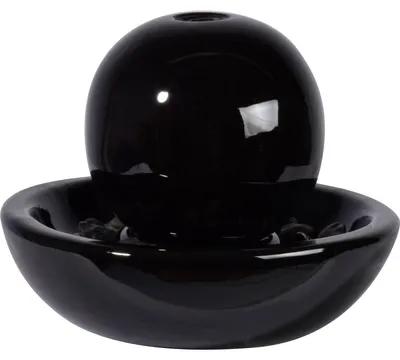 Produktbild von Elzusha – Keramische Innenbrunnen mit Kugel – 24 x 24 x 18,5 cm – Schwarz