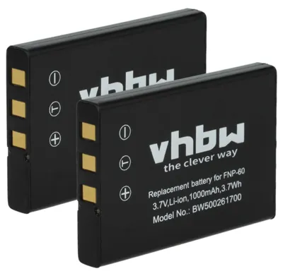 Produktbild von vhbw 2x Akku Ersatz für Somikon PX8206-944 für Kamera (1000 mAh, 3,6 V, Li-Ion)