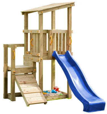 Produktbild von Spielturmking Spielturm CASCADE mit Rutsche 2,30 m + Kletterrampe - Blau DH452
