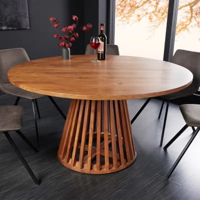 Produktbild von riess-ambiente Runder Esstisch MAISON JADE 130cm natur Akazie Massivholz Säulenfuß Esszimmertisch Tisch
