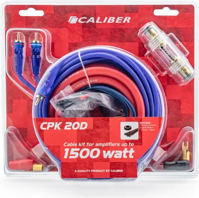 Image de Caliber Kit de câbles audio pour amplificateur de voiture - Câble pour caisson de basses de 1500 watts - Kit de 4 câbles - 5 mètres (CPK20D)