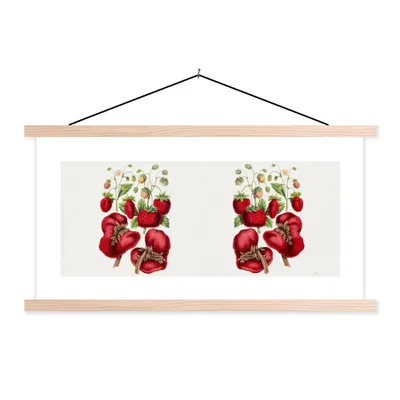 Produktbild von MuchoWow® Textilposter Lebensmittel - Erdbeere - Obst 60x30 cm mit holzfarbenen Rahmen - Dekoration