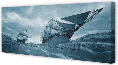 Produktbild von Leinwandbild 125x50 Wandkunst Der Sturm Himmel Schiff Meer