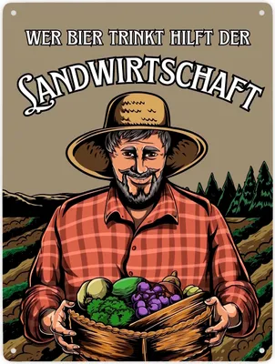 Produktbild von Wer Bier trinkt hilft der Landwirtschaft Metallschild XXL in 28x38 cm