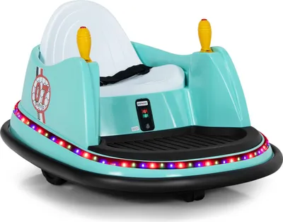 Immagine prodotto di Autoscontro COSTWAY 6V con telecomando da 2,4 GHz, luci colorate e musica, rotazione a 360 gradi, autoscontro per bambini da 2 a 5 anni, fino a 2 km/h, turchese
