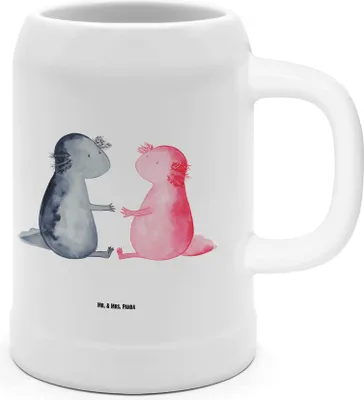 Produktbild von Mr. & Mrs. Panda Seidel Axolotl Liebe - Weiß - Geschenk, Humpen, Valentinstag, Lurch, Bier, Steinkrug, Krug, Bierbecher, Molch