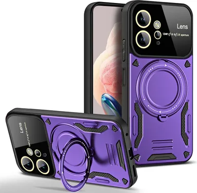 Produktbild von Rüstung Handyhülle für Xiaomi Redmi Note 12 4G Dual-Layer Ringhalter Ständer Hülle Lila