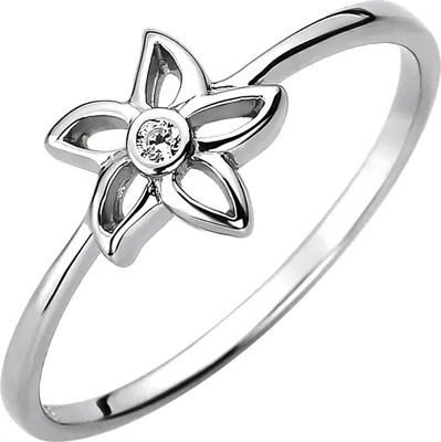 Produktbild von Gr. 58 Damen Ring Blume 925 Sterling Silber 1 Zirkonia Silberring