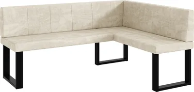 Produktbild von MEBLINI Eckbank für Esszimmer - Küchenbank - Essecke - Sitzecke Küche - PETER - U-Beine 128x168x87cm Rechts - Creme Samt