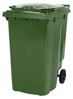 Immagine prodotto di Contenitore per rifiuti a due ruote, capacità 240 litri, colore verde