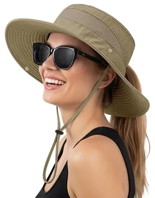 Produktbild von Sonnenhut Damen UPF 50+ mit Kinnriemen, faltbar, verstellbar, Khaki, Einheitsgröße