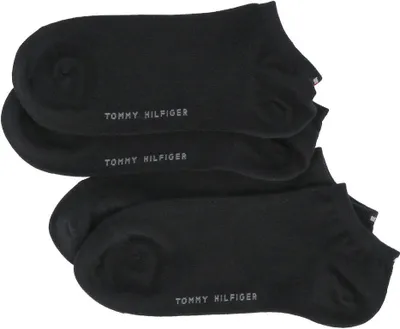 Obrázok produktu pre TOMMY HILFIGER dámske ponožky do tenisiek, 2-pack - TH, bavlnené, hladké čierne 35-38