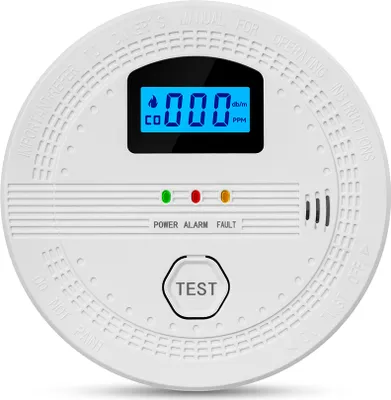 Zdjęcie produktu dla Czujnik tlenku węgla Czujnik elektrochemiczny Czujnik dymu Cyfrowy wyświetlacz Alarm dźwiękowy i świetlny Wskaźnik LED Funkcje