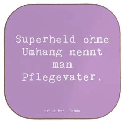 Produktbild von Mr. & Mrs. Panda Untersetzer für Gläser Spruch Pflegevater Held - Lavendeltraum - Geschenk, gläseruntersetzer, herzerwärmende Sprüche, Tasse, Kaffeeuntersetzer, Erziehung