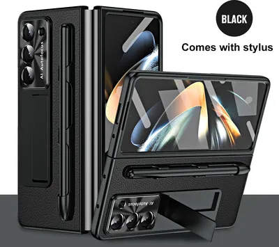 Obrázek produktu pro Pouzdro na Samsung Galaxy Z Fold 6 Litschi tvrdé PC pouzdro s ochranou displeje, ochranou objektivu, stojánkem a držákem na pero černé