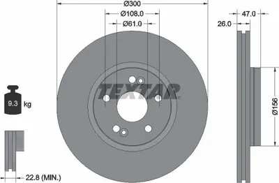 Obrázok produktu pre 2 brzdové kotúče Textar 300 mm vpredu pre Renault Laguna 2