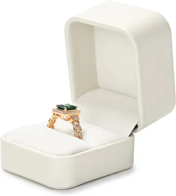 Imagen del producto de Caja de almacenamiento para anillos, de cuero sintético (PU), 5,3 x 6 x 4,5 cm, ideal para guardar anillos