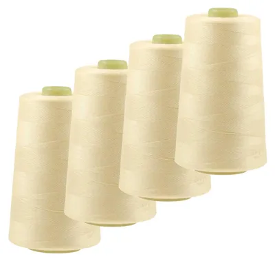 Produktbild von 4 x 4572m Overlock-Garn Overlock-Nähgarn Polyestergarn Farbe 501 bis 540, Farbe:A505 mandelweiß