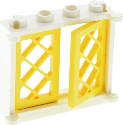 Produktbild von 1x Lego Fenster Rahmen 1x4x3 weiß Gitter Scheibe 1x2x3 gelb 385301 2529 3853