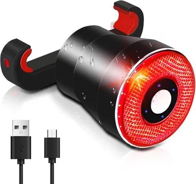 Obrázok produktu pre Inteligentné zadné svetlo na bicykel – nabíjateľné cez USB – smerové svetlo a diaľkové ovládanie – vodotesné zadné svetlo a alarm