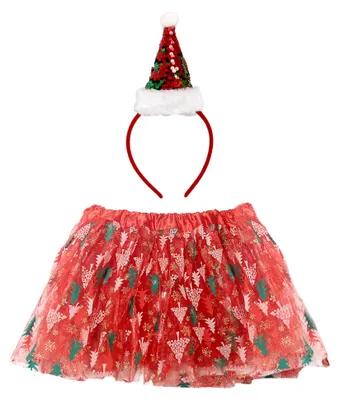 Weihnachts-Stirnband mit Tutu-Rock, Tüll, Glitzer, 30 cm