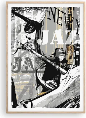 Produktbild von Gerahmtes Poster - Rahmen in heller Eiche - Jazz Musik Musiker - 70x100 cm - Wand Bild - Wanddeko - Wandbilder - Wandposter - Bilderrahmen - Bilder - Kunstdruck - Wandbild - P2NPA70x100-3792