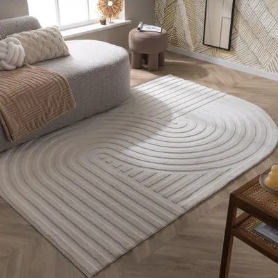 Produktbild von Volero - Teppich Organisch - Flowy Wavy Creme - 140x200 cm - Wohnzimmer, Schlafzimmer - Modern, Skandinavisch, Japandi