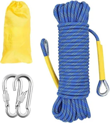 Produktbild von 12-mm-Statikseil, 10 Meter lang, für Outdoor-Aktivitäten, Brandbekämpfung und Wandern, mit 2 Stahlhaken