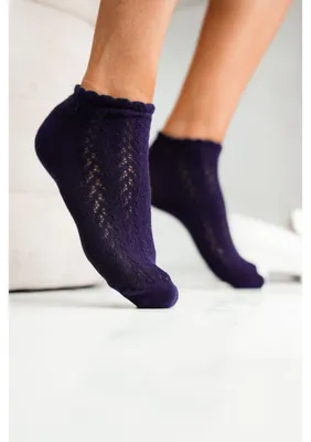 Immagine prodotto di Calzini da donna, modello Milena, in cotone, colore blu navy, traspiranti e confortevoli, taglia 37-41