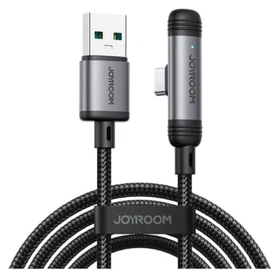 Produktbild von Joyroom USB-A auf USB-C Winkelkabel 1,2m 3A Schwarz