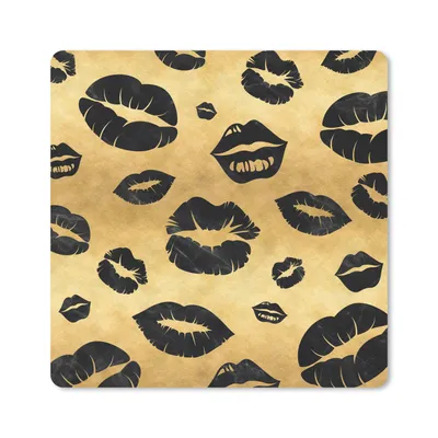Produktbild von MuchoWow® Mauspad Mousepad Muster - Kuss - Gold - Schwarz 20x20 cm - Mousepads - Maus Mat - Pad - Mausunterlage - Desk Mat - Bureauartikeln