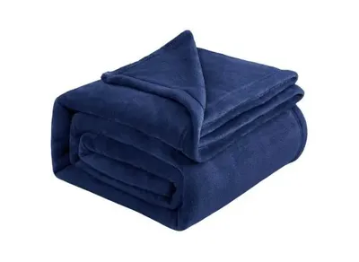 Productafbeelding van AeroRest Fleecedeken / plaid | Donkerblauw | Extra zacht | Wasmachinebestendig | 130 x 160 cm | Voor bank, bed en camping