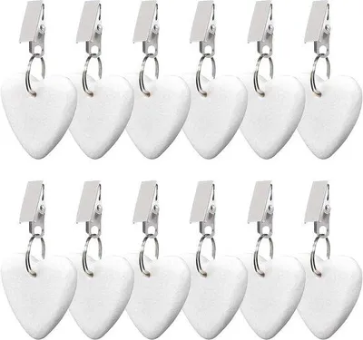 Productafbeelding van Famanu tafelkleedhouders - Elegante hartvorm - 12 stuks - Wit, marmerlook