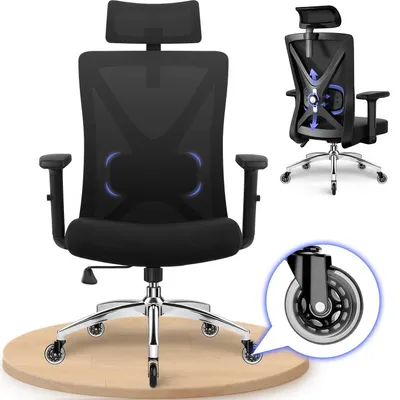 Obrázek produktu pro Ergonomická kancelářská židle – s nastavitelnými podloketníky a opěrkou hlavy – otočná – nosnost až 200 kg