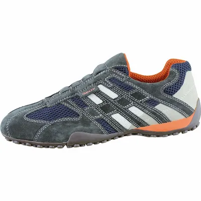 Produktbild von Geox U Snake modische Herren Sneakers grey, Velourleder Glattleder Mesh kombiniert, gepolstertes Fußbett, 2036107/40