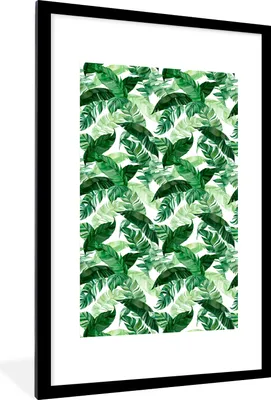 Produktbild von MuchoWow® MuchoWow® Gerahmtes Poster Blumen - Grün - Blätter 60x90 cm - Poster mit zchwarzem Bilderrahmen - Dekoration - Wandposter Wohnzimmer - Hochwertig