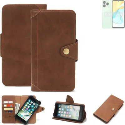 Produktbild von K-S-Trade Handyhülle kompatibel mit ZTE Axon 50 Lite Schutz Hülle Walletcase Bookstyle Tasche Case Handytasche Wallet Flipcase Cover PolyurethanBraun (1x)