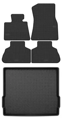 Produktbild von Gummimatten + Kofferraumwanne für BMW X5 G05 2018- (SUV, Standard-Kofferraum) – Schwarz, passgenau – Wielganizator