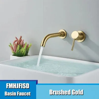 Produktbild von Waschtischarmatur, Wandmontage, Einhebel, Gebürstetes Gold