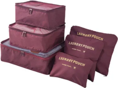Image de Bagages Sacs de compression Organisateur 6 Set Pliable Vêtements multifonctions Paquets de tri, vin rouge