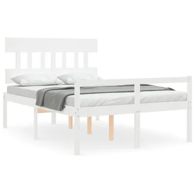 Produktbild von vidaXL Seniorenbett mit Kopfteil Weiß Massivholz