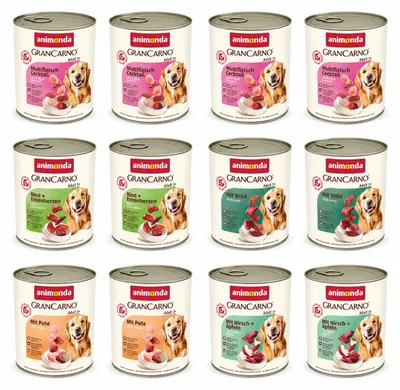 Zdjęcie produktu dla MOKRA KARMA Dla Psa Animonda GranCarno Adult MIX Smaków 12x800g, Obraz wygenerowany przez AI