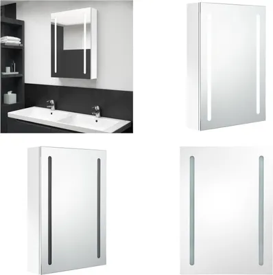 Produktbild von vidaXL LED Spiegelschrank fürs Bad Glänzend Weiß 50x13x70 cm - Badezimmerschrank - Badezimmerschränke - Spiegelschrank - Spiegelschränke