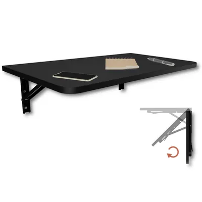 Produktbild von Wandklapptisch Schreibtisch Tischplatte 70x40 cm in Schwarz Klapptisch Esstisch Küchentisch für die Wand Bartisch Stehtisch Wandtisch Tisch klappbar