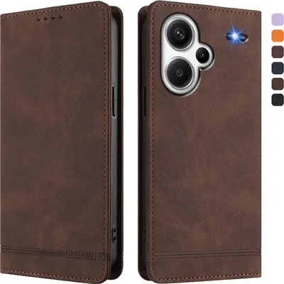 Produktbild von Hülle für Xiaomi Redmi Note 13 Pro+, Retro Kunstleder Ständer Klapphülle mit Kartenfächer und Magnetische Braun
