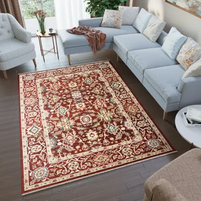 Obrázek produktu pro Tapiso Koberec RIVIOLI Moderní design Béžová červená Obývací pokoj 80 x 150 cm